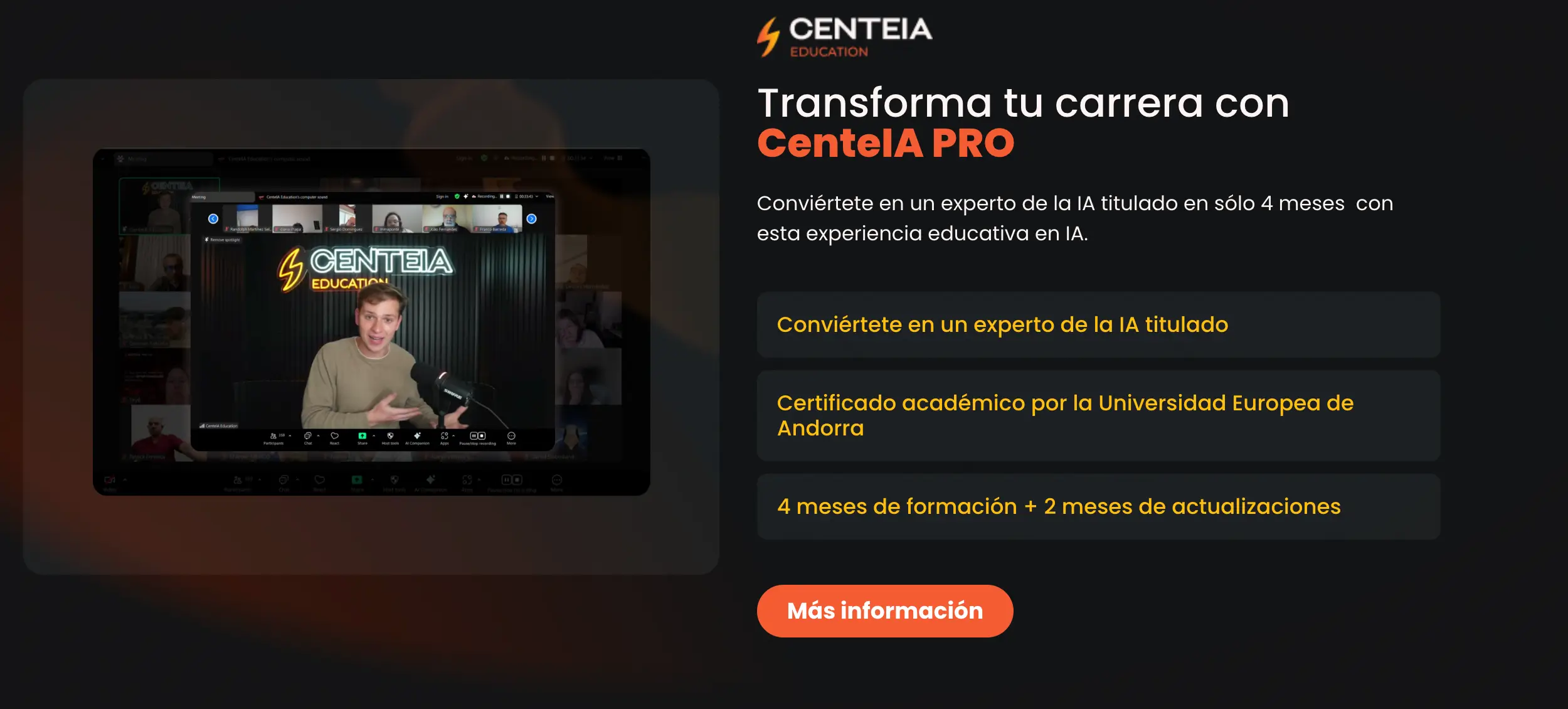 programa y contenidos de CenteIA Education